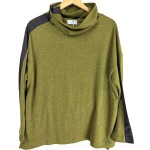 NWT Terra Marled Green Brown Webbing Cowl Neck High Low Sweater Size XL